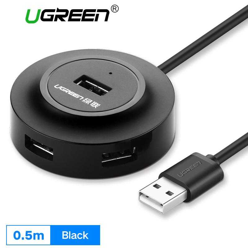 UGREEN HUB USB 2.0 Hub 4 Ports Data Hub untuk PC Laptop 50CM Black