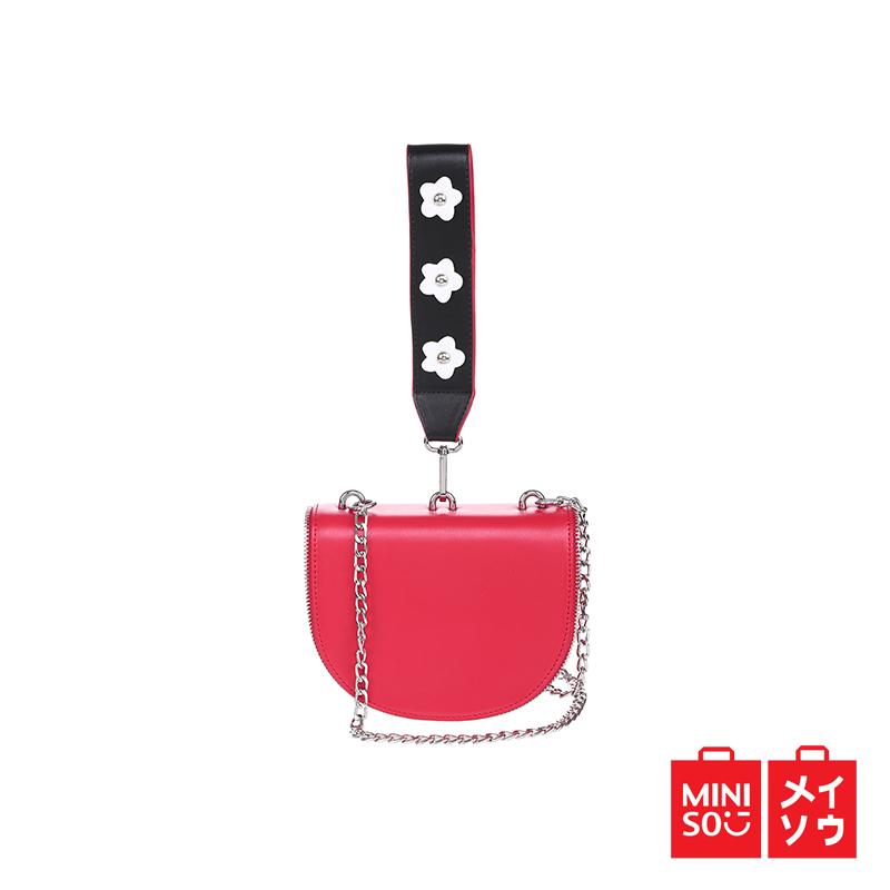 Miniso Official Crossbody bag with flower strap red (07MN-4779)