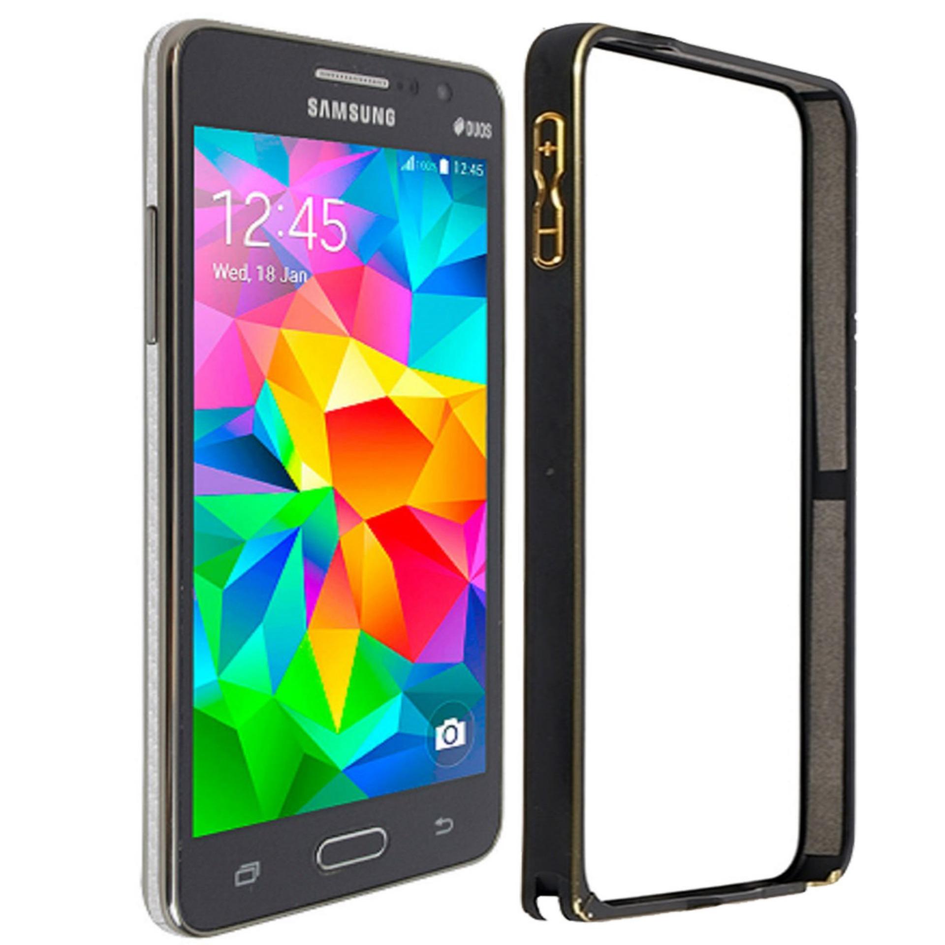 Aluminium Bumper Stainless Metal Bezel List for Samsung Galaxy J2 (2015) / J200 / 4G LTE Duos - Hitam