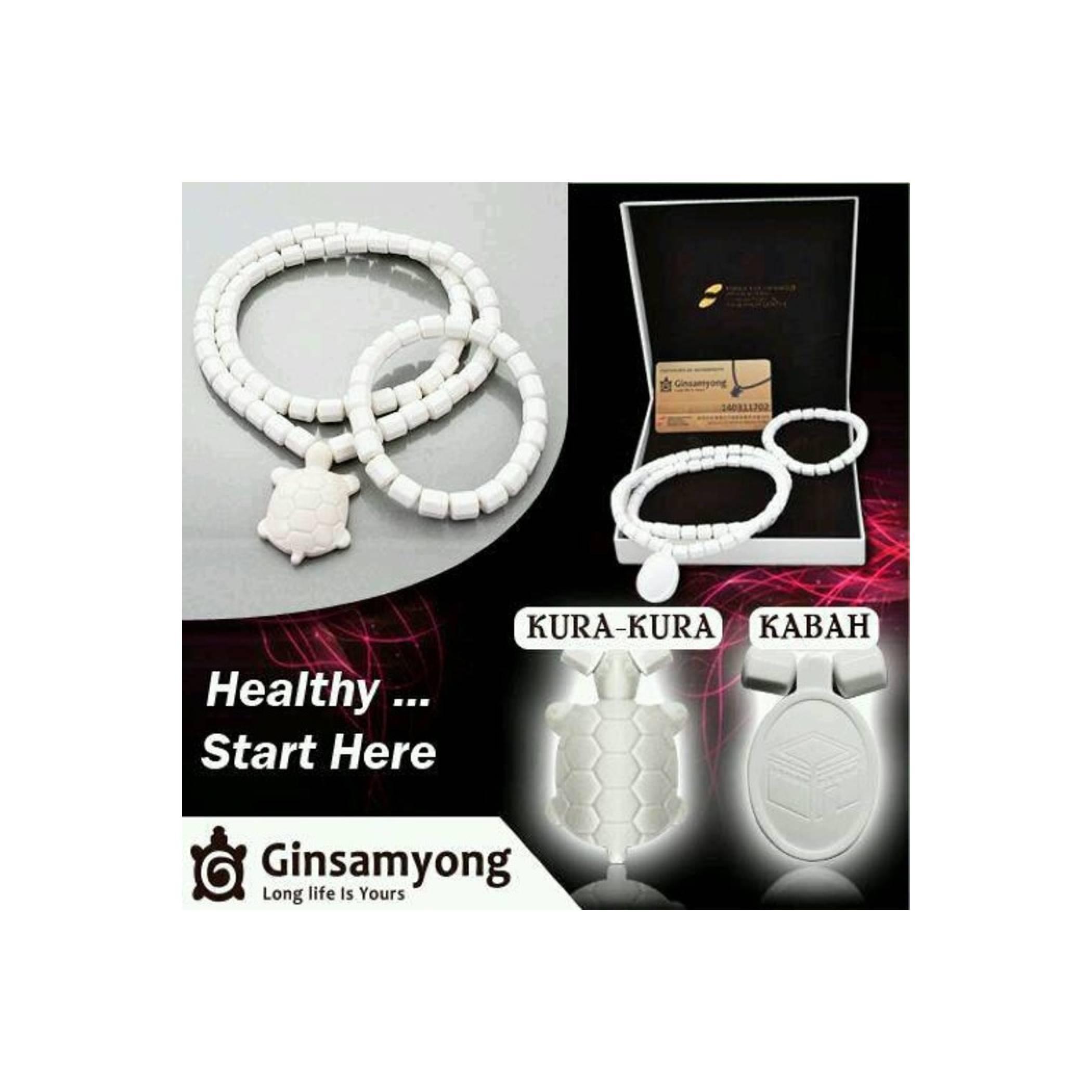 Ginsamyong kabah dan kura warna putih 1 kalung dan 1 gelang