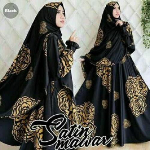 SUPPLIER GROSIR 14292 D23 BAJU MUSLIM MAXY DRESS MAXI PAKAIAN BUSANA WANITA FASHION MUSLIMAH SYARI GAMIS CEWEK LENGAN PANJANG TREND MODERN JAMAN NOW WARNA HITAM MURAH TERMURAH GROSIR KEKINIAN BAHAN SATIN