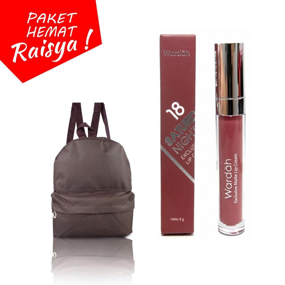 Raisya Paket Hemat Wardah Lip Cream 18 Dan Raisya Ransel Mini Kanvas Polos