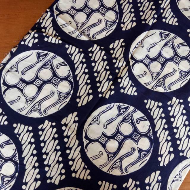 Kain Batik SOLO (Batik Cap) Motif Parang Bola Warna Biru Navy Jogja
