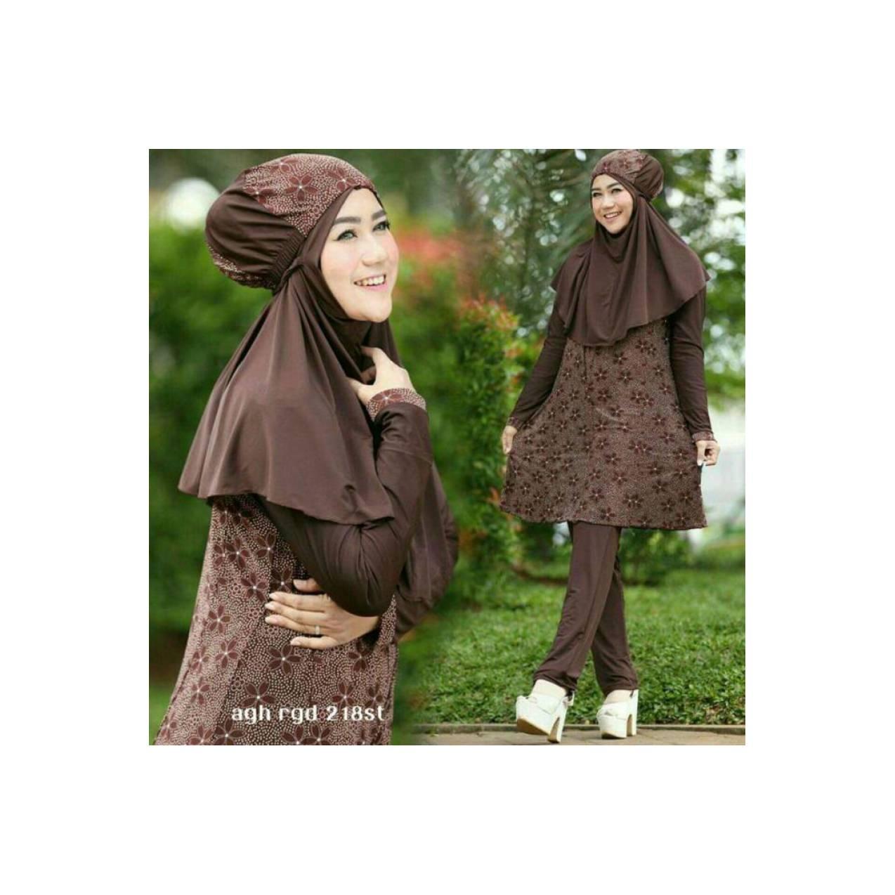 Baju Renang Swimsuit Muslimah Syari 218st S M L XL Coklat