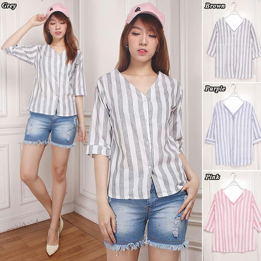J&C Blouse Olivia / Atasan Katun / Blouse Wanita / Blouse Lengan Pendek / Blouse Katun Kotak / Atasan Wanita / Casual Blouse / Blouse Kasual