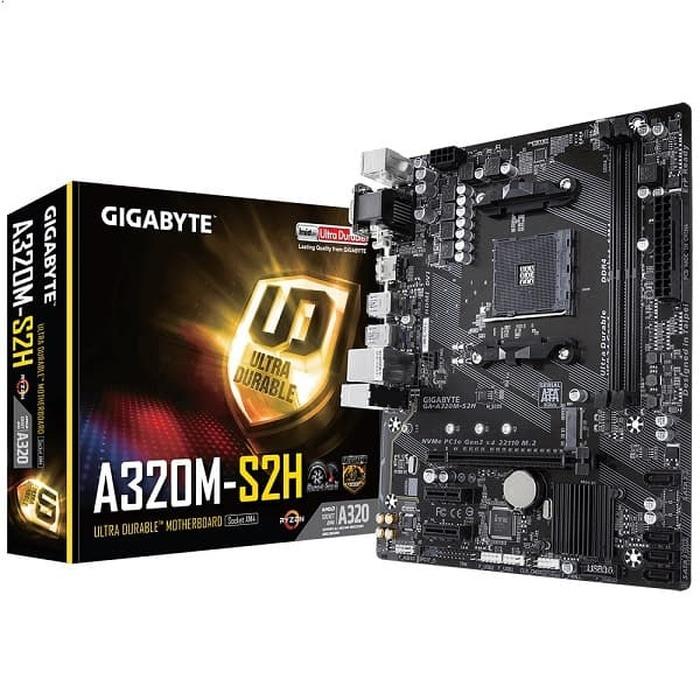 Gigabyte Motherboard GA-A320M-S2H - Socket AM4 Ryzen - Hitam