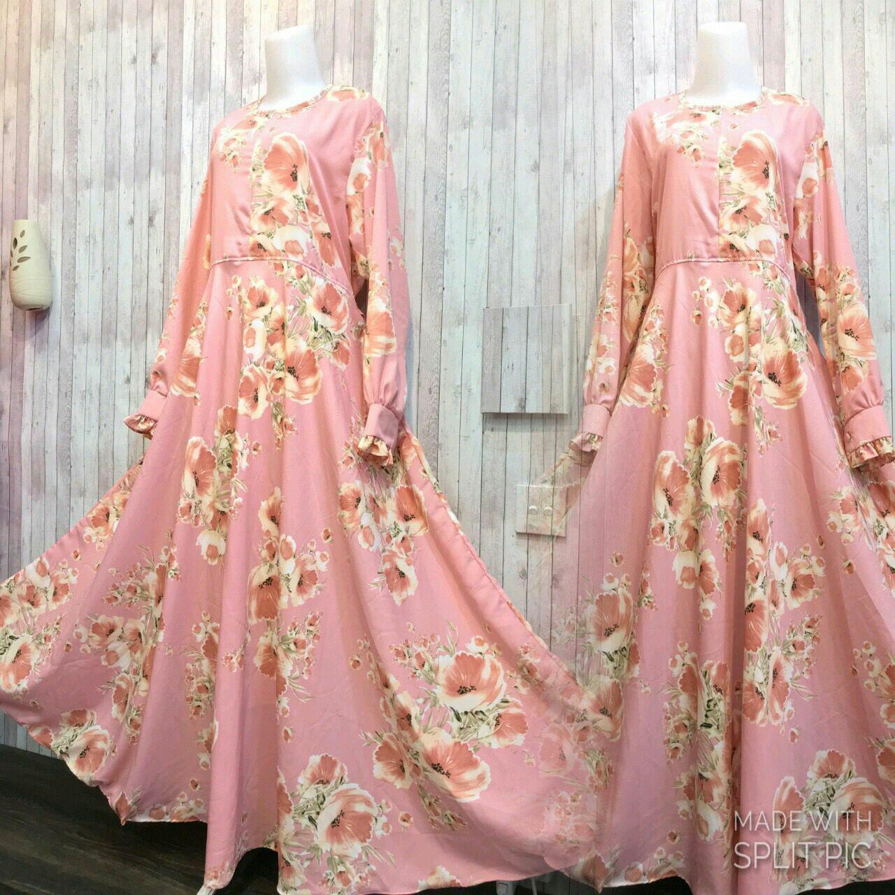 Adzra Gamis Murah syari/busana muslim wanita - Salimah Dress - Pink