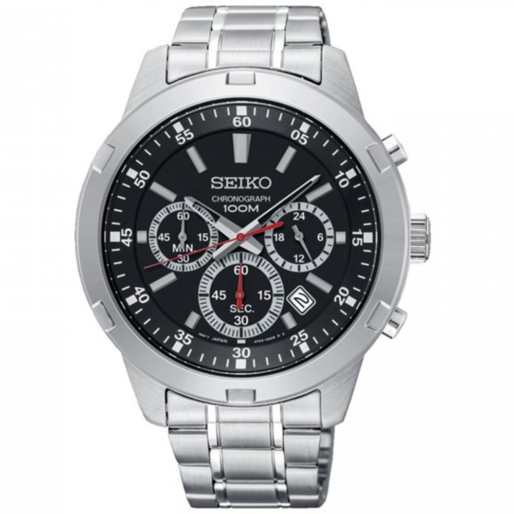 Seiko Chronograph - Jam Tangan Pria - Silver - Stainless Steel -506S