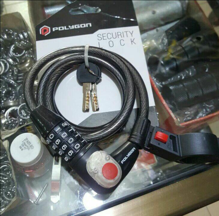 Kunci sepeda spiral polygon waspada maling
