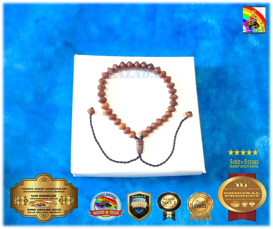GELANG KAYU KOKKA ASLI BUTIRAN LONJONG COKLAT