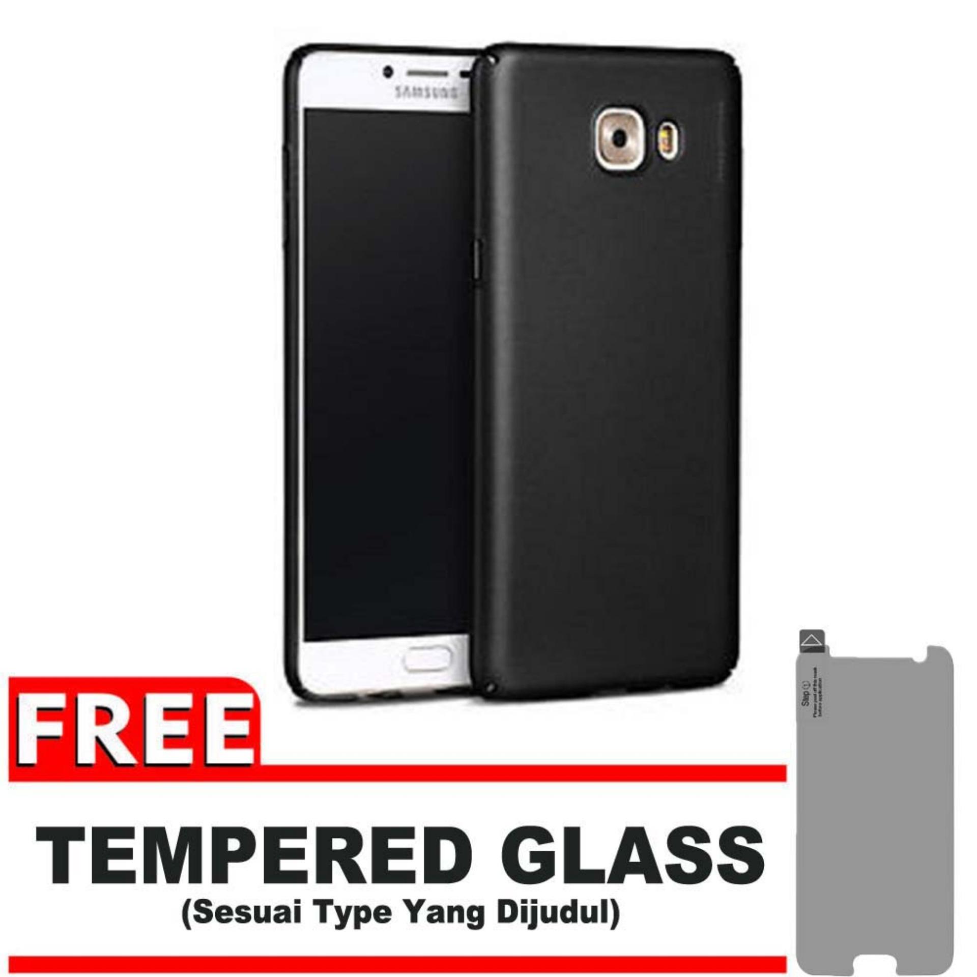 DarkNight for Samsung Galaxy C9 / C9 Pro / 4G LTE / Duos | Slim Case Black Matte Softcase Premium (Anti Minyak/Anti Sidik Jari) - Gratis Free Tempered Glass Protector - Hitam Doff