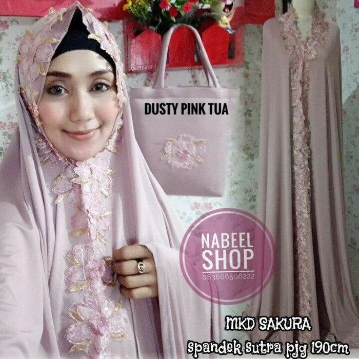Best seller-Mukena Dubai import-terlaris-cantik elengan-original-sakura Dusty pink tua premium:terkeren
