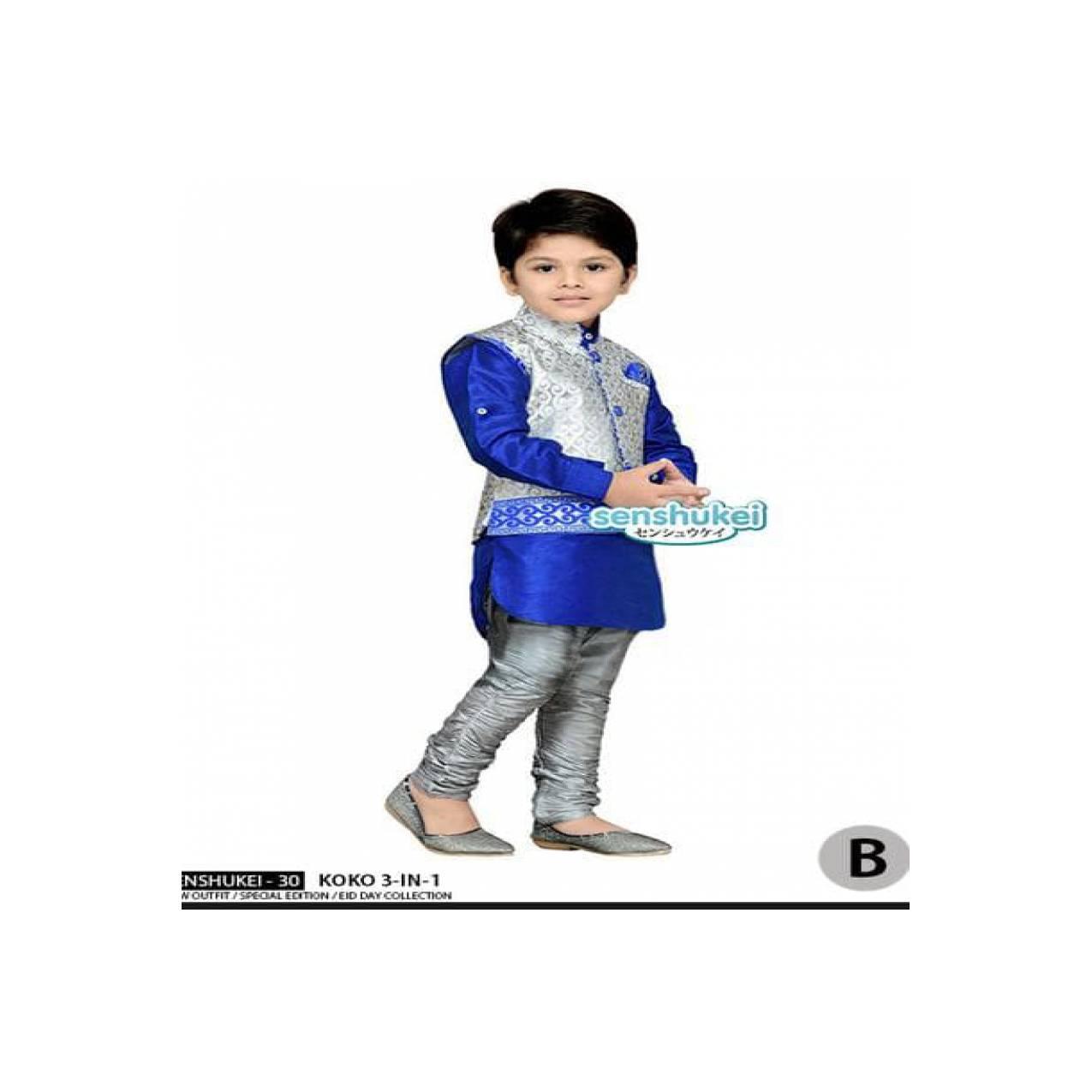 Senshukei 30B Kecil Baju Koko Anak Rompi Biru Silver India Import