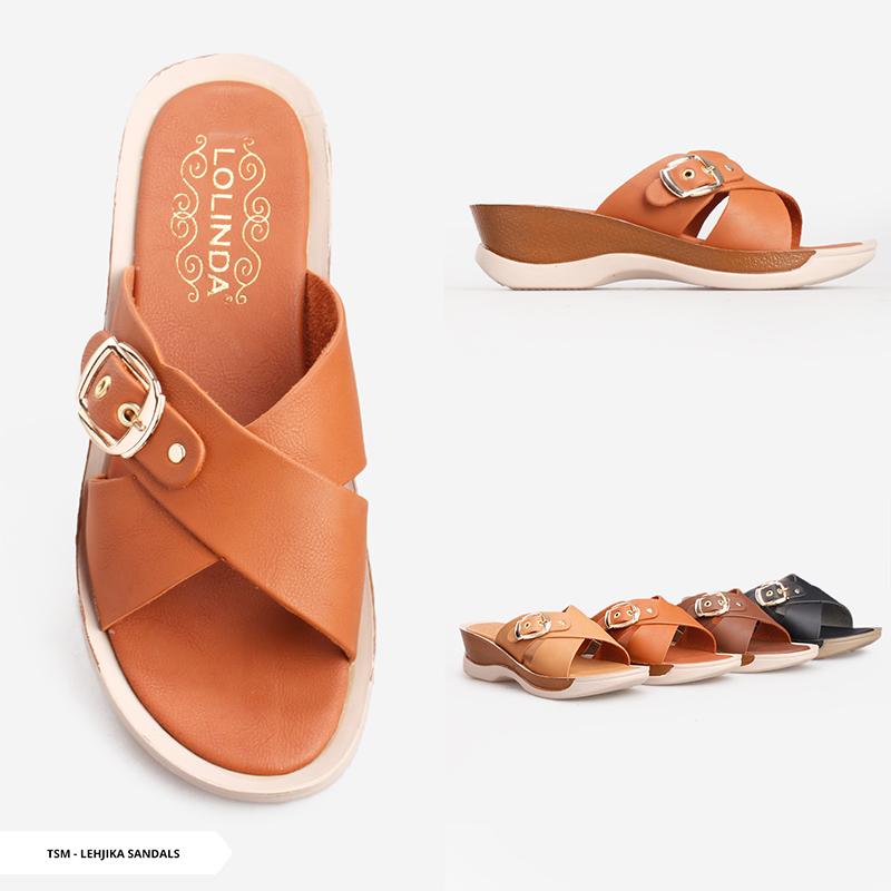 Lehjika Buckle Cross Sandals -Brown