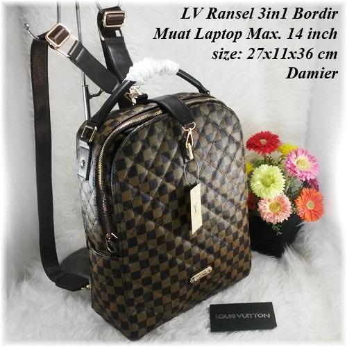 Tas Wanita LV Ransel Laptop 3In1 Bordir Tas Fashion Import Backpack