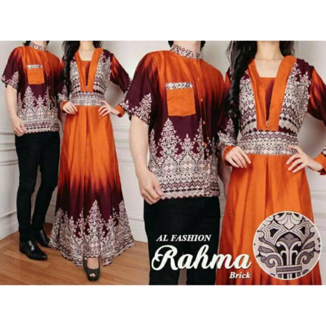 Gamis Wanita ----Couple batik RAHMA ORANGE setelan batik atasan batik