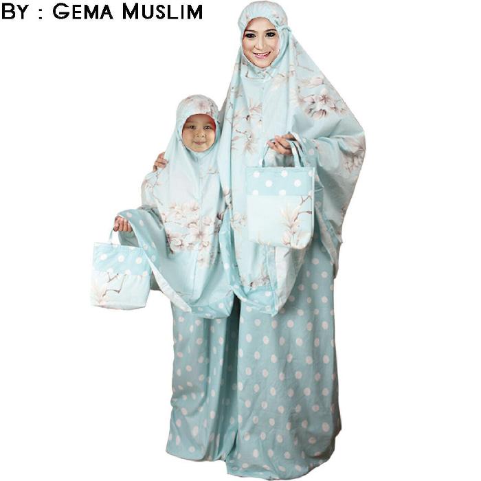 mukena caple ibu dan anak knp 01/mukena setelan ibu dan anak/mukena 2 pcs katun jepang