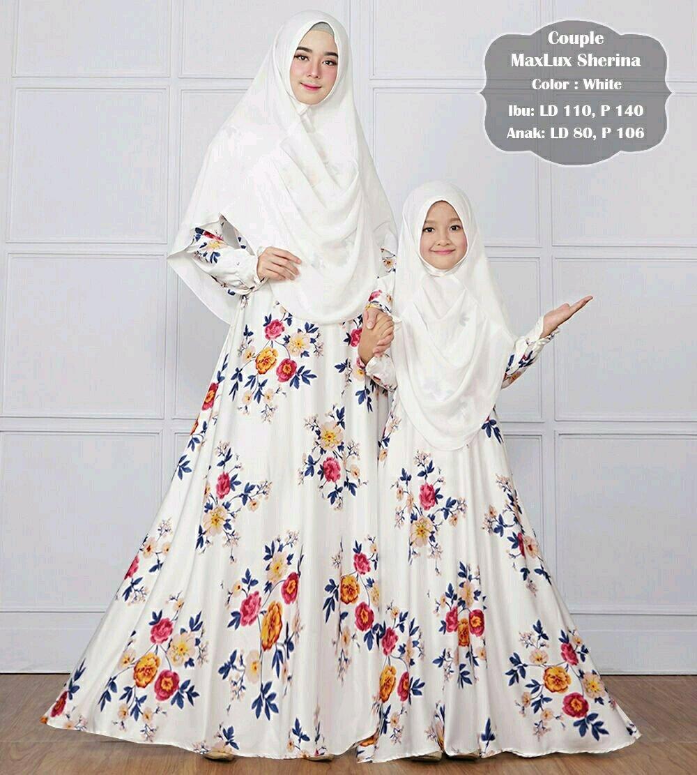 Baju Gamis Couple Maxmara Ibu & Anak Lengkap Dengan Khimar