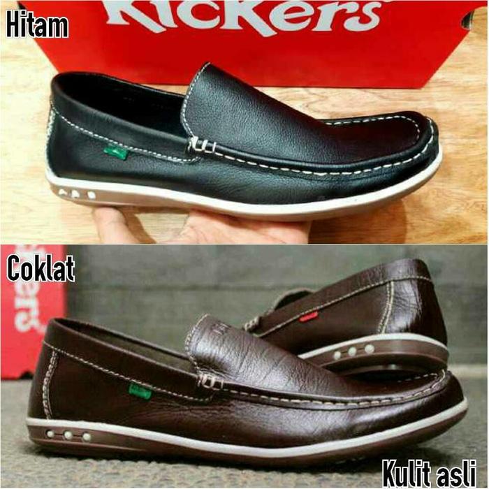 SEPATU KICKERS CASUAL SLIP ON CLASSIC KULIT ASLI SAPI / FREE KAOS KAKI