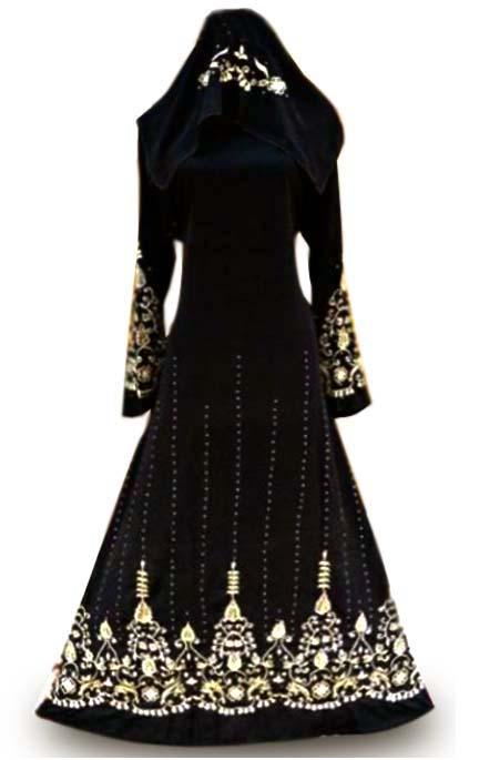 gamis abaya arab hitam bordir muslimah