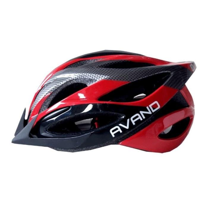 Helm Sepeda Avand Ada Lampu Belakang warna Merah Hitam Tipe A 06