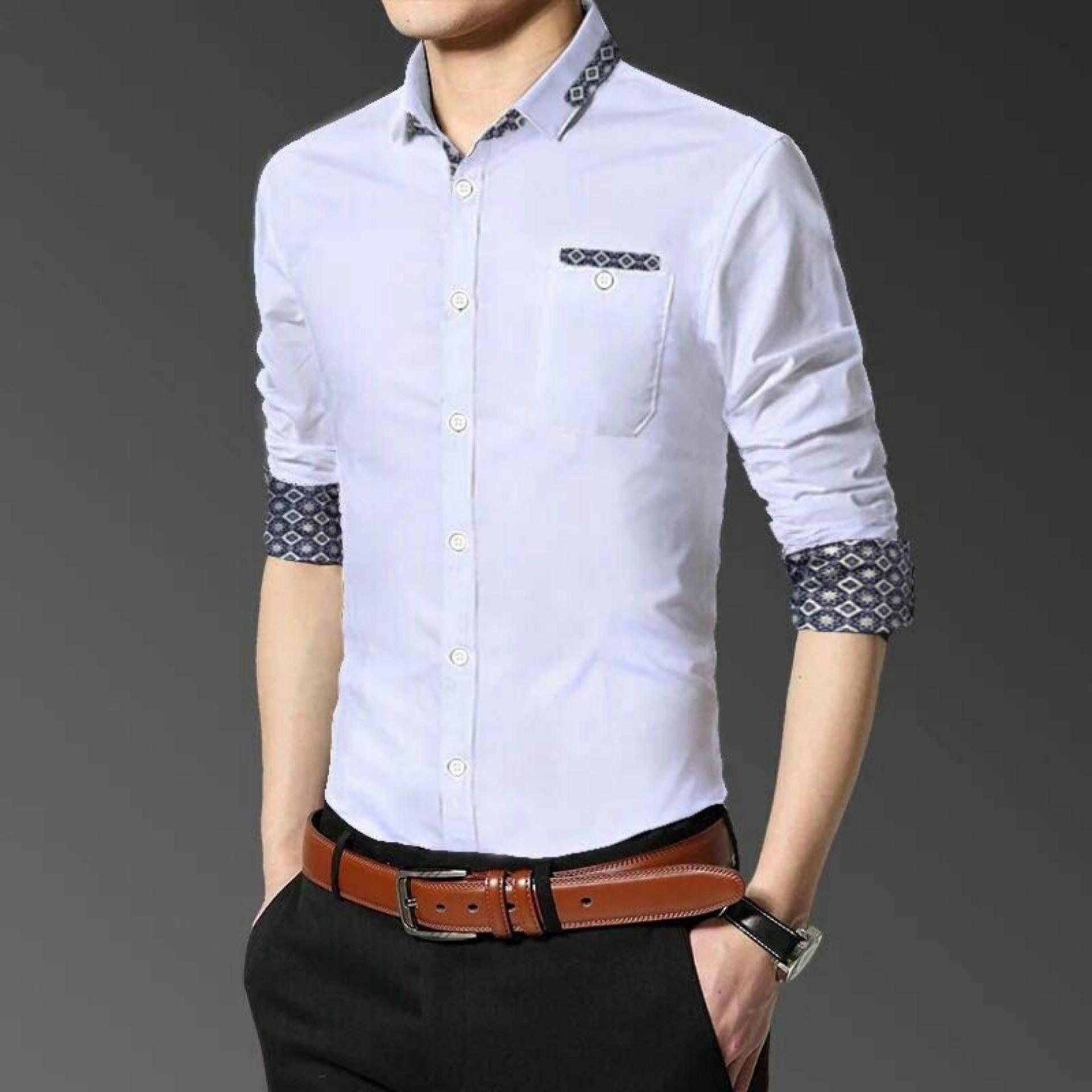 NitaFashion Kemeja Kem Davin New White Manly Precious /Kemeja Pria /Kemeja Wanita /Batik Kemeja / Kemeja Big Size / Kemeja Katun/ Hem Wanita / Kemeja Dress/ Kemeja Stripe/ Kemeja Kotak/Jeans / Kemeja Lengan Panjang / Kemeja Lengan Pendek /Kemeja lengan