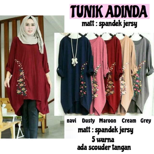 DAMAI FASHION JAKARTA - baju tunik wanita muslim ADINDA 5 warna - murah tanah abang