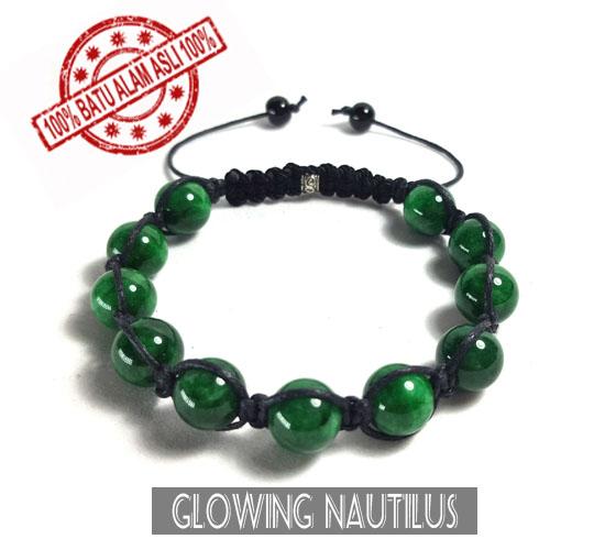 NEW PROMO Perhiasan Aksesoris Gelang Batu Asli Cowok Cewek Pulseria Shambala Giok Hijau 10mm Murah