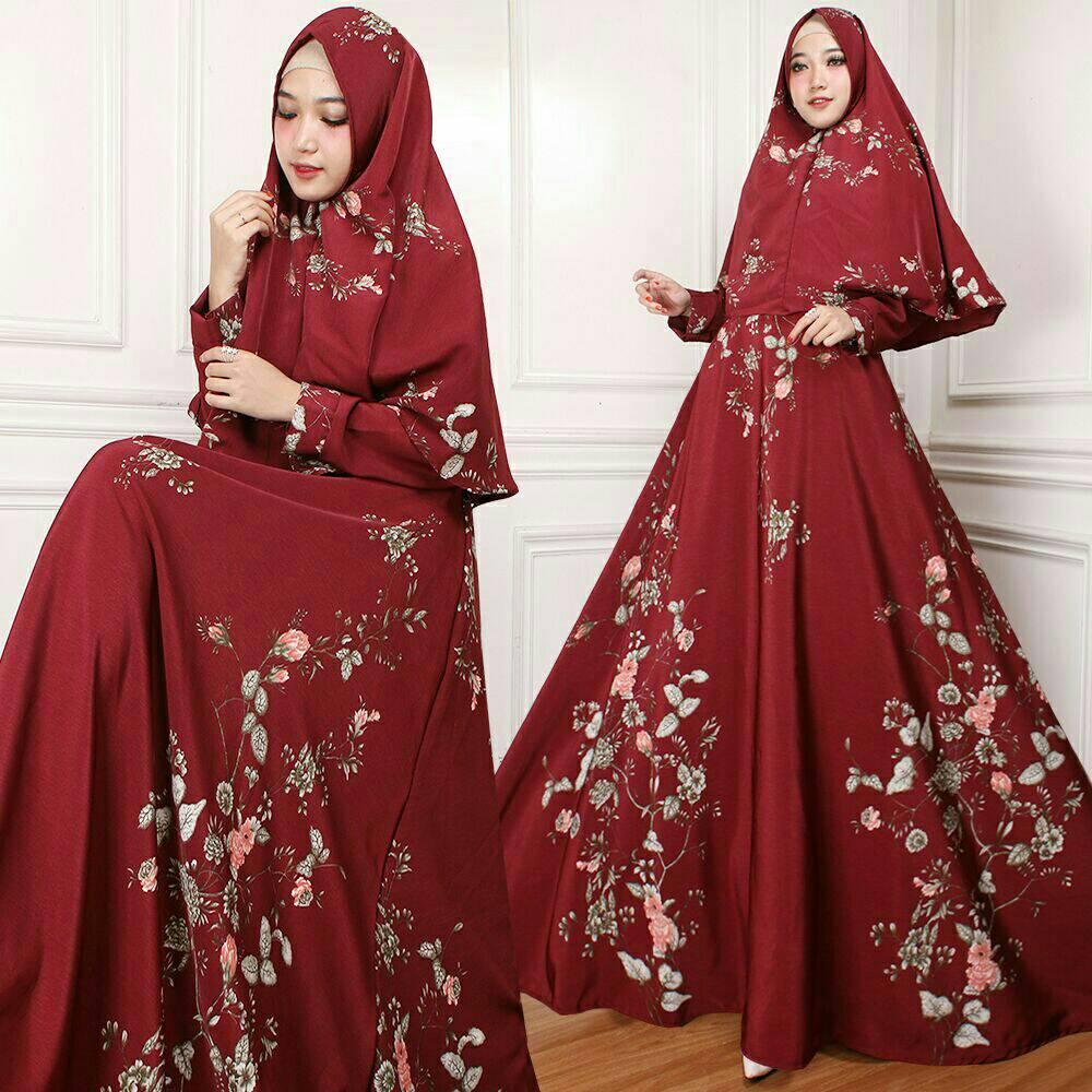 JC SYARI ELEGANT I MAXI GAMIS I BUNGA ANGGANA PASHMINA+SYARI I GOOD QUALITY I FOTO ASLI STUDIO