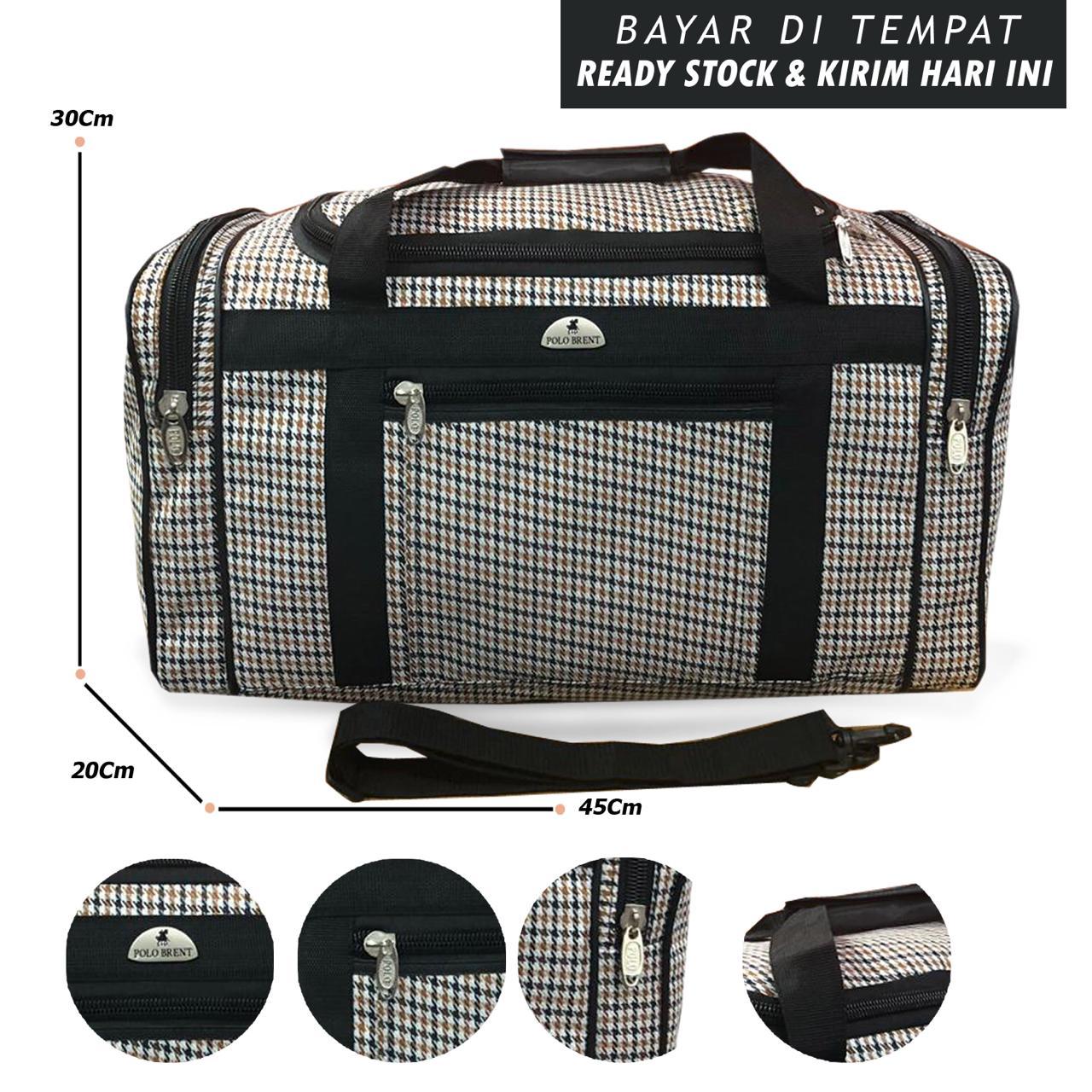 POLO BRENT Travel Bag - duffle bag Tas Pria Tas Wanita - Tas Pakaian Multi Fungsi SC 003 (Tas Jinjing dan Tas Selempang) 7064 - Hitam