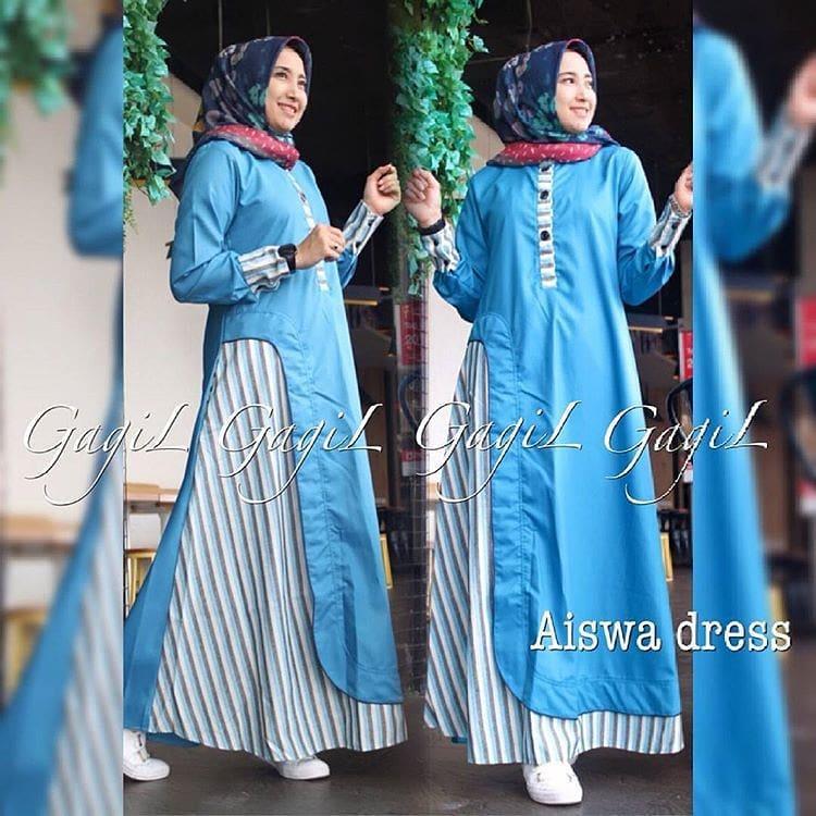 Baju Original Gamis Aiswa Dress Balotelly Mix Cotton Pakaian Wanita Panjang Muslim Simple Casual Fashion Baju Hijab Syar’I Modern Baju Gaun Pesta Modis Trendy