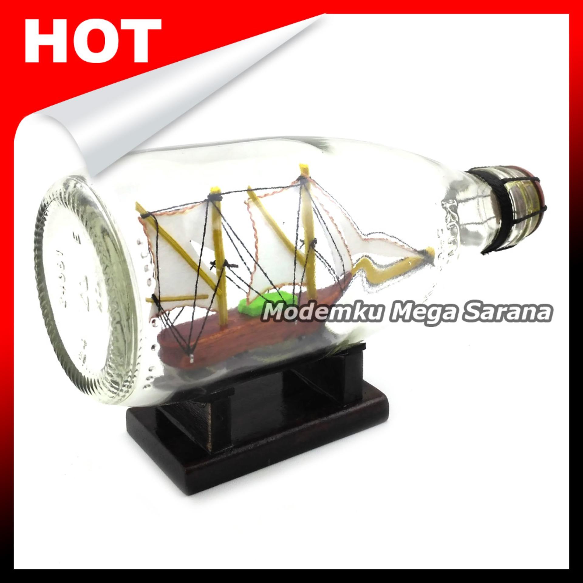 Miniatur Kapal Botol Bulat 250ml 16x6x8 cm