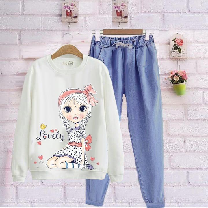 fashionshop STELAN GIRL CUTE (atasan spandek - celana denim) / Stelan Wanita / Blouse Wanita / Rok Wanita / Baju Terusan Wanita / Owl / Setelan Wanita /Jamsuit / Jamsuit Wanita / Celana Panjang / Celana Kodok / Baju Kodok / Kalani / Batik / Tunik / Syari