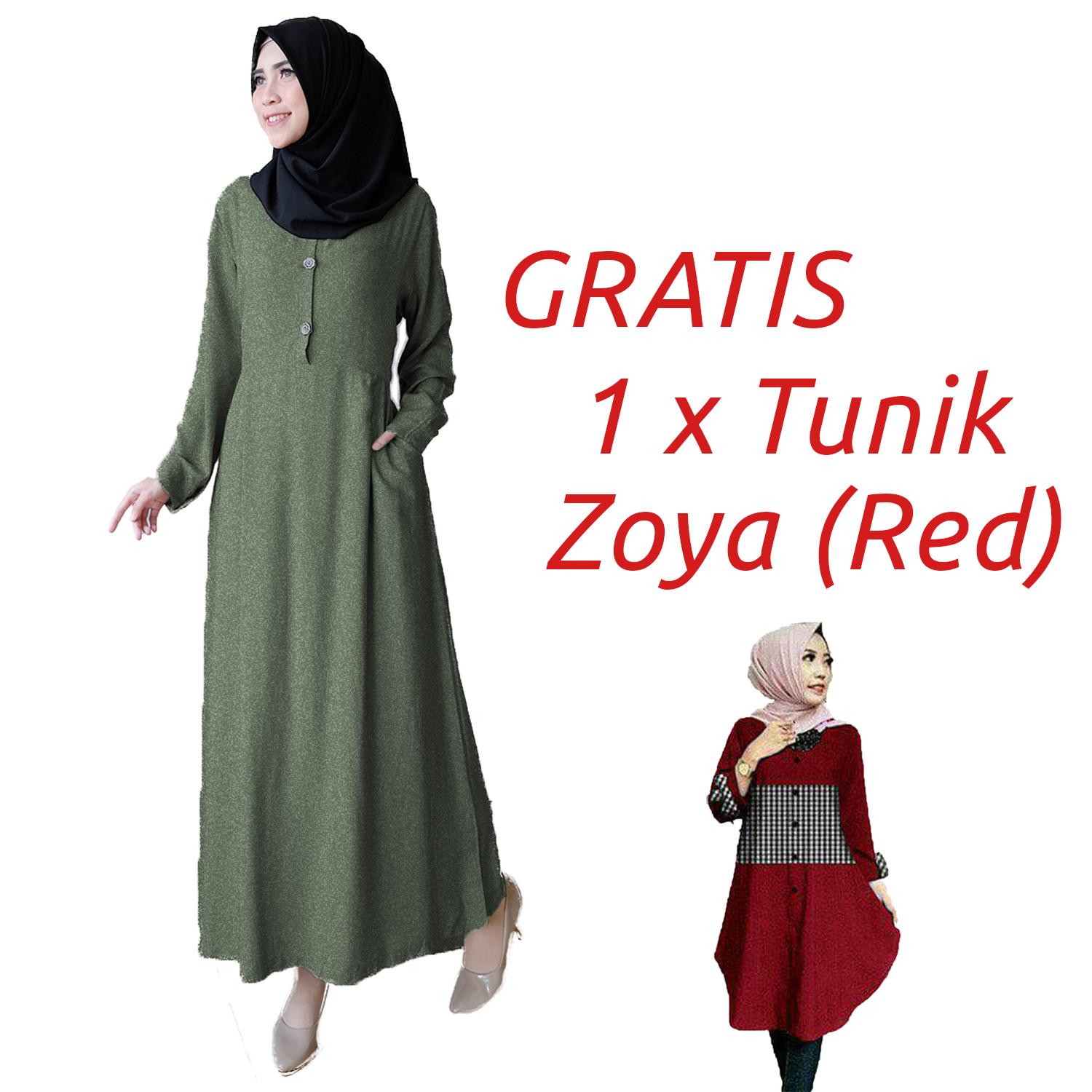 Ayako Fashion / Pakaian Wanita / Dress Muslim Hilda Free Zoya