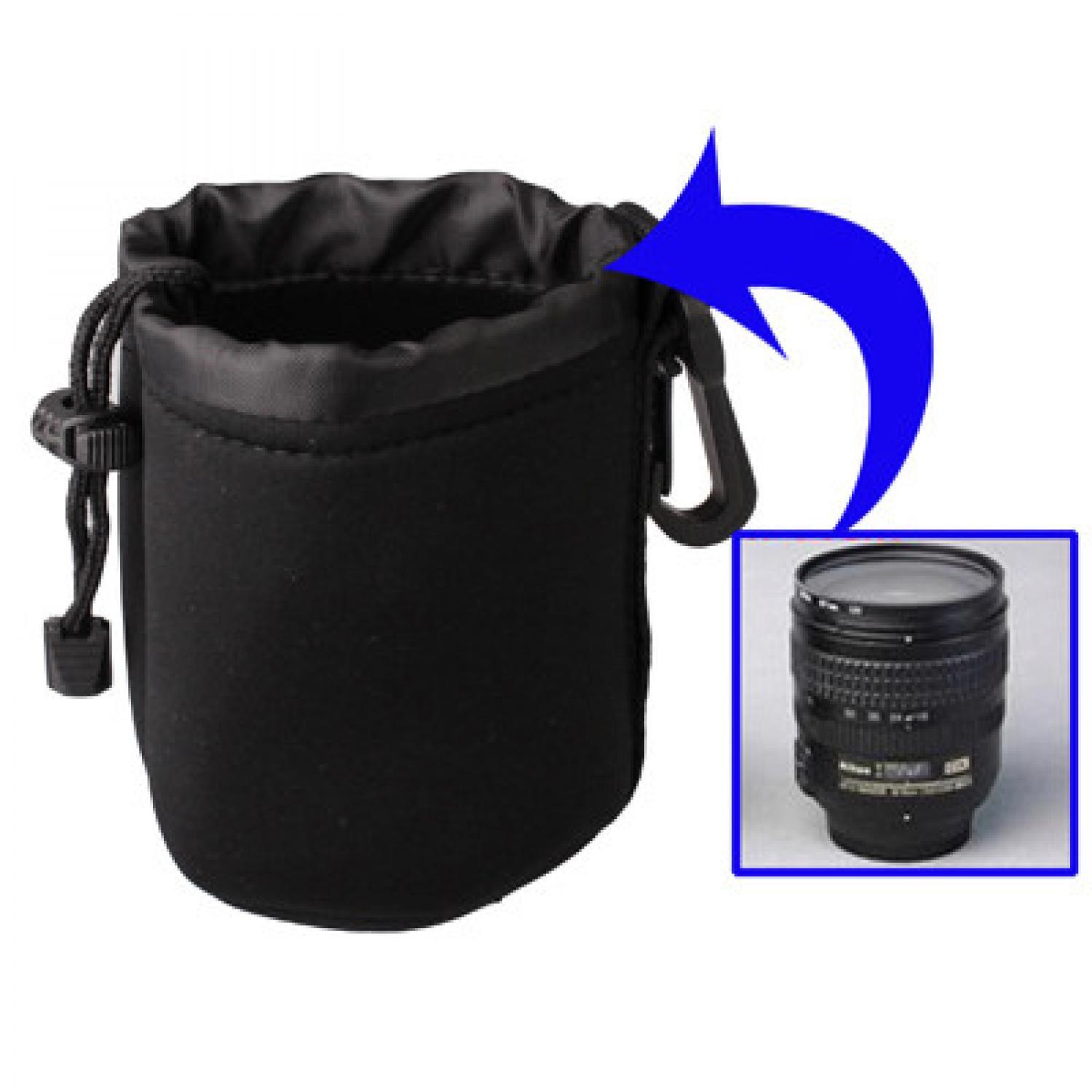 Tas kamera dslr/Tas kamera mirrorless/Tas kamera canon/Tas kamera dslr canon/Tas kamera ransel/Tas kamera sony/Tas kamera nikon/Tas kamera eiger Pouch Neoprene Lensa DSLR dengan Clip