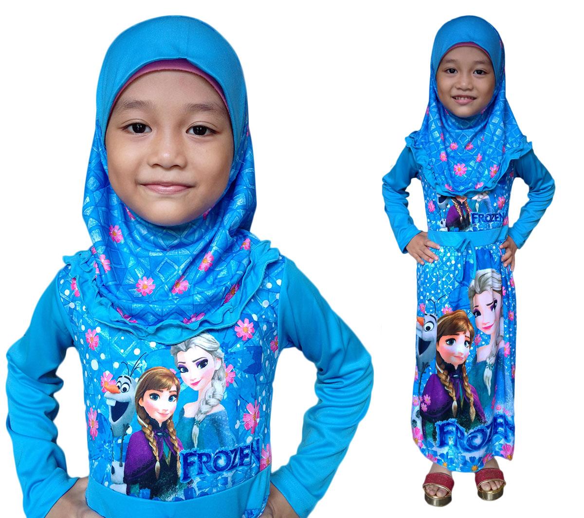 Baju Muslim Gamis Dress Anak Frozen FRBD050418