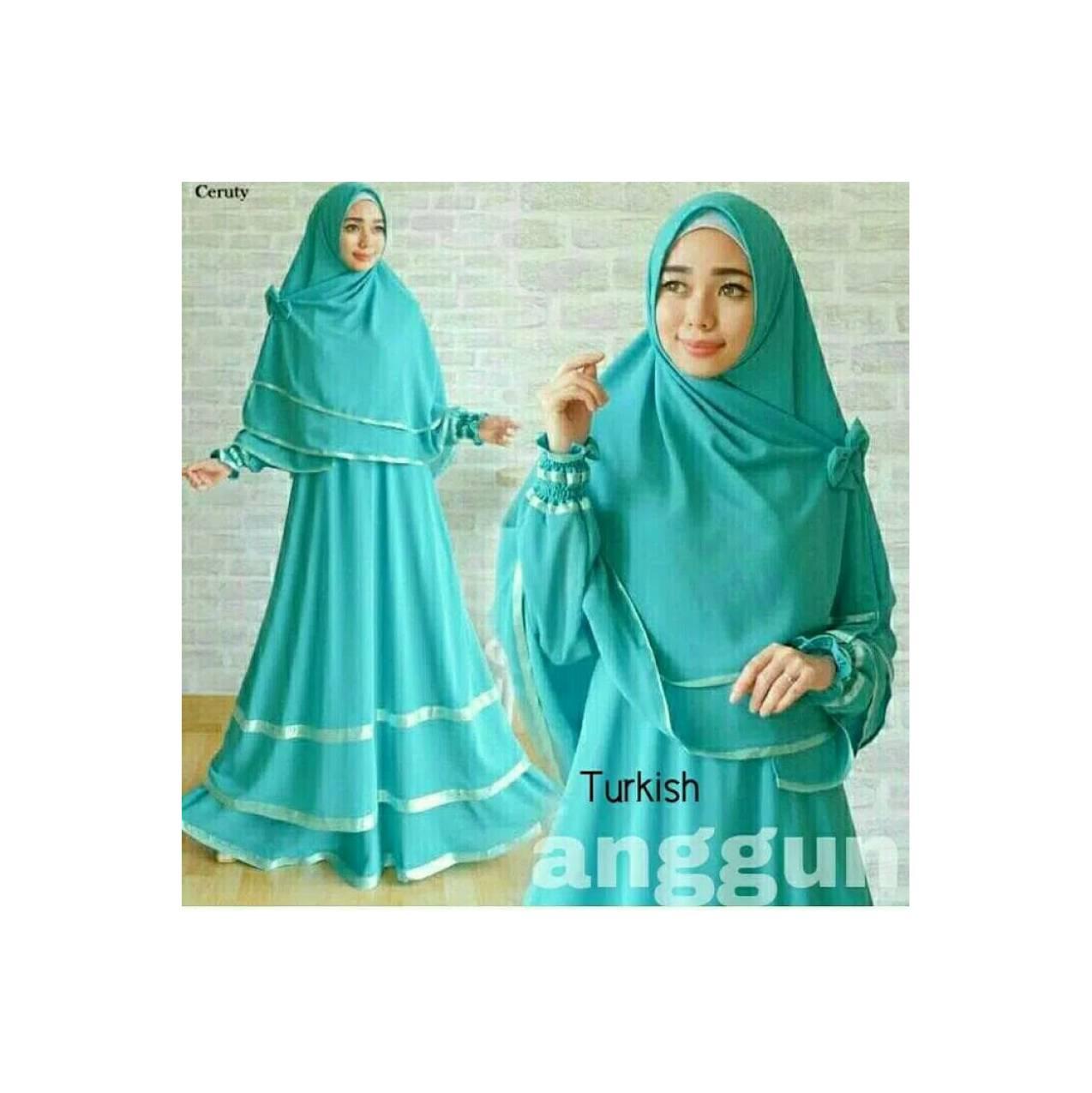 Gamis Anggun Syari Elegan Baju Muslim Wanita Murah Terusan Turqoise
