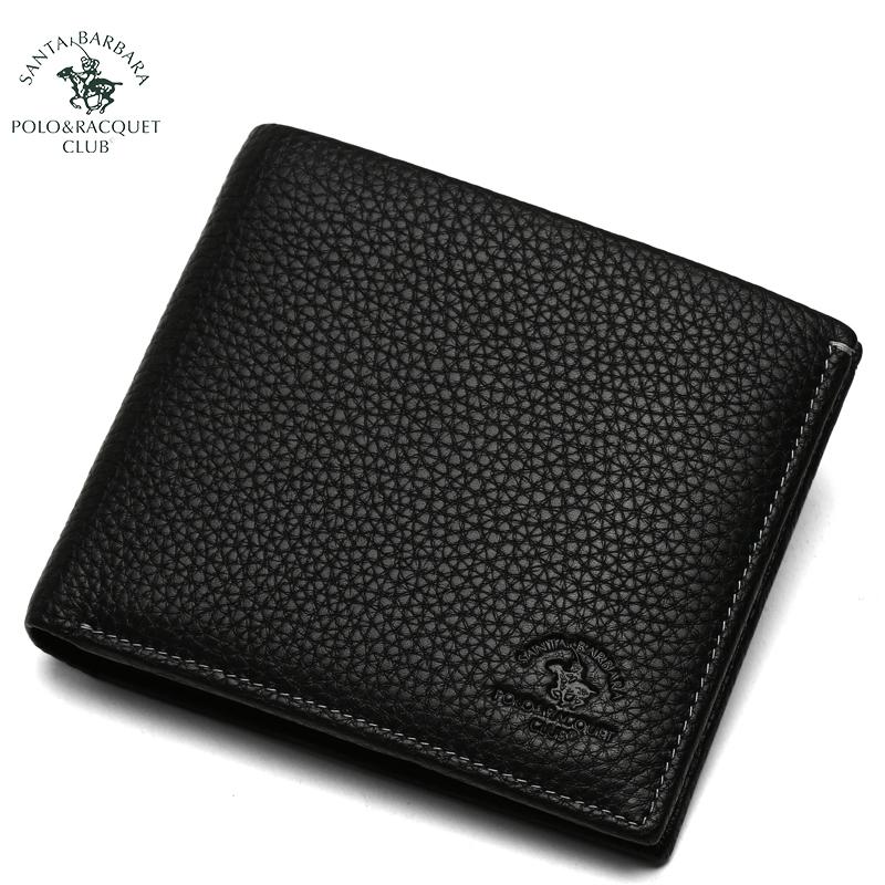 Santa Barbara Polo & Racquet Club Dompet Kulit Pria Dompet Sangat Tipis (Penampang Hitam)