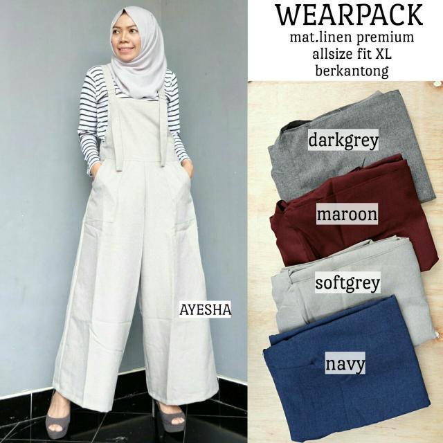 NEW CN 52387 JUMPSUIT SAGITA JS JP POLOS SEXY LENGAN PENDEK CEWEK GAUL WANITA MURAH SIMPLE ELEGAN i. (WEARPACK - DARK GREY)