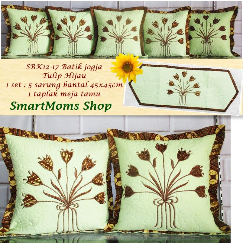 SARUNG BANTAL SOFA / BATIK JOGJA TULIP HIJAU / SBK SET MINIMALIS