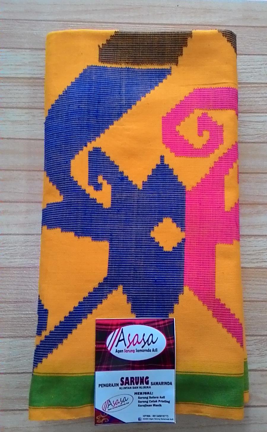 Sarung Samarinda Asli (perempuan) + selendang Motif dayak kaltim - Kuning