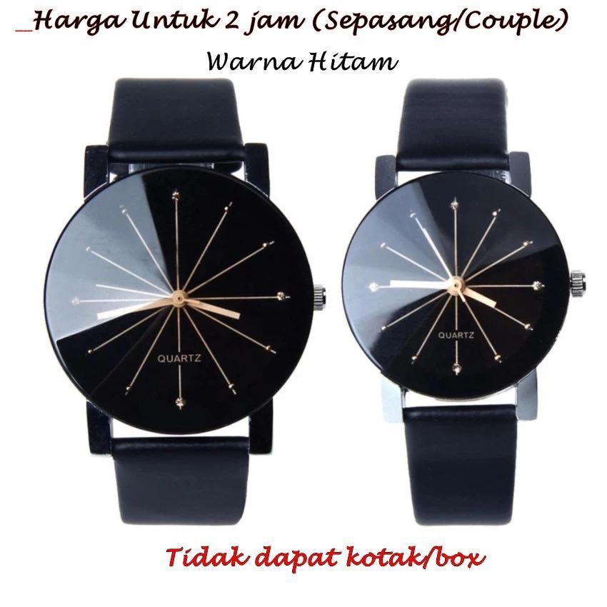 Jam Tangan Couple Stainless Steel Skmei Quartz Jam Tangan Kulit Imitasi Kuarsa Sejalan Hitam-Putih