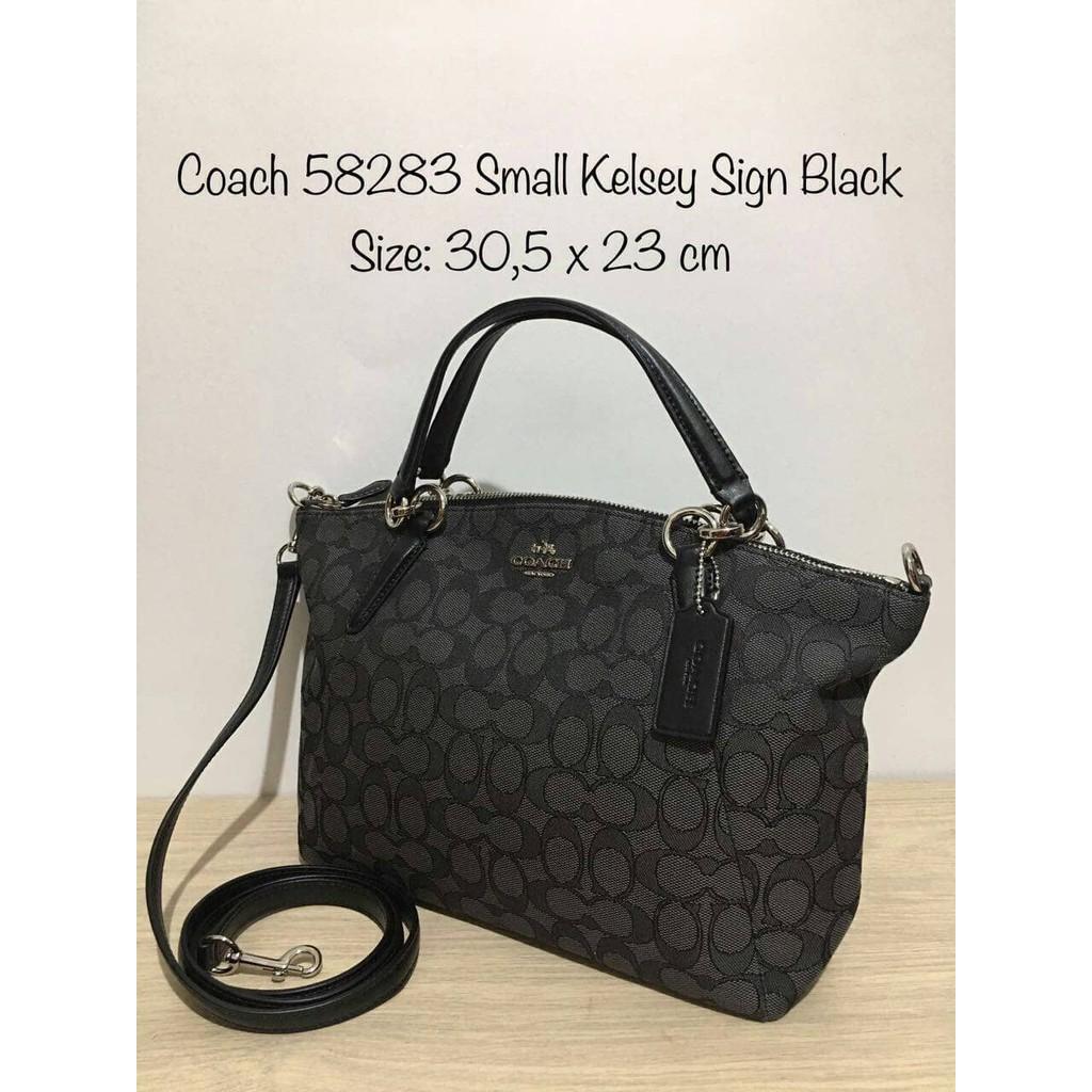 Jual Tas Coach Kelsey Small Black Signature Kanvas Original