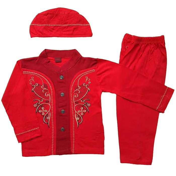 Baju Muslim Koko (6-12 Bulan) Anak Bayi Laki-Laki Setelan Set Peci LY4