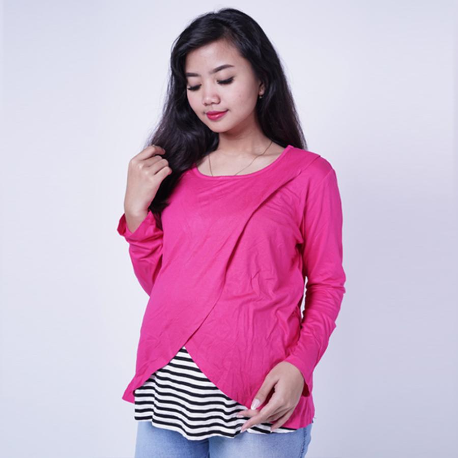 Ning Ayu Free CD Hamil Baju Hamil Menyusui Kaos Lengan Panjang Shereen Blouse - SJ 306 / Baju Hamil Muslim / Baju hamil Kerja / Baju Hamil dan Menyusui / Baju Hamil Lucu / Baju Hamil Panjang / Baju Hamil Modern / Baju Hamil Wanita / Baju Hamil