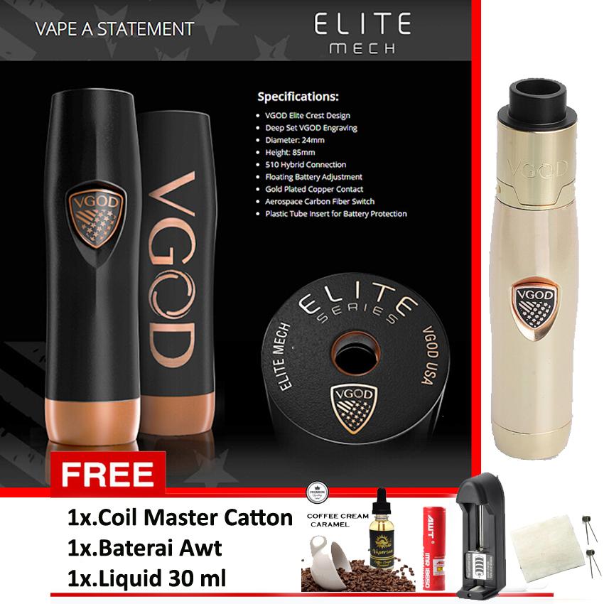 VGOD Elite Pro Mech RDTA Rokok Elektrik Vape Vaporizer Paket Siap Kebul