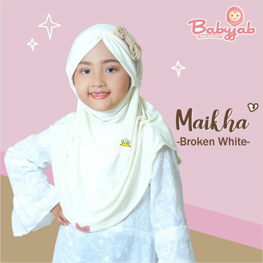 Fairuz Kids, DISKON !! Jilbab Anak Fashion Show, Jilbab Bayi Imut, Hijab Instan Anak Cantik, Hijab Bayi Perempuan, Kerudung Anak terbaru Hiasan Kristal Pita warna Putih Tulang