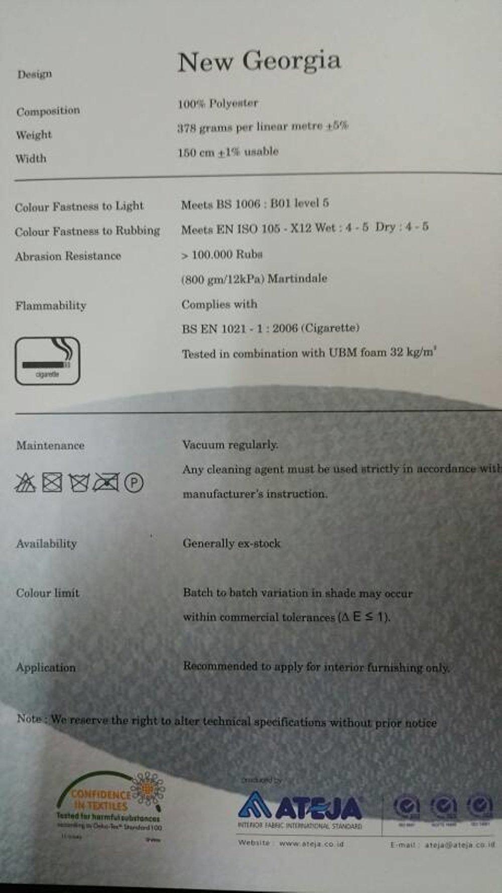 BAHAN KAIN KURSI KANTOR DAN JOK POLOS OFFICE ATEJA LORENZIA - NEW GEORGIA