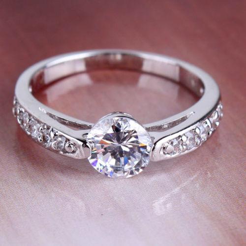 NEW Promo Perhiasan Cincin Wanita Bling 18k Emas Putih Filled Gorgeous white topaz Murah