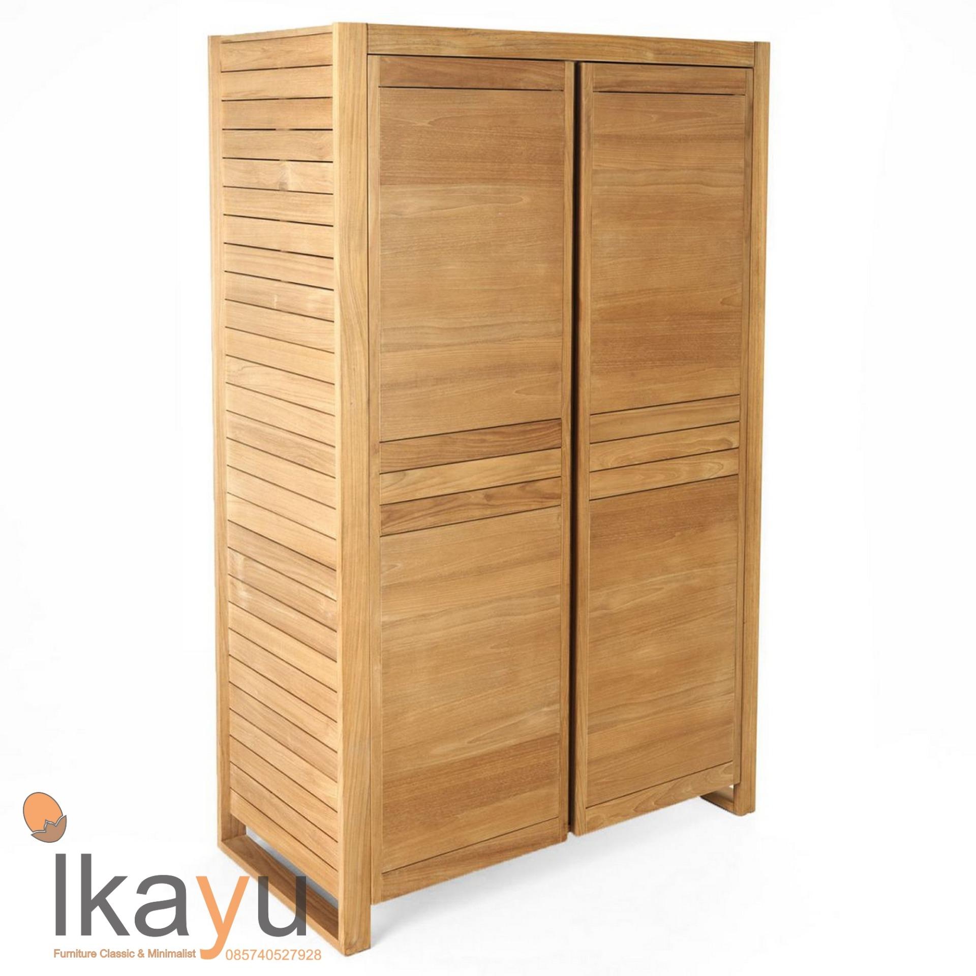 Lemari Pakaian 2 Pintu Jati Model Tangga